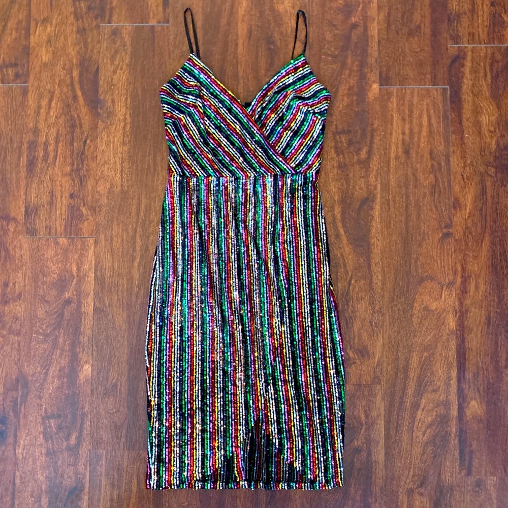✨Betsey Johnson Multicolored-Sequin Wrap Dress✨
